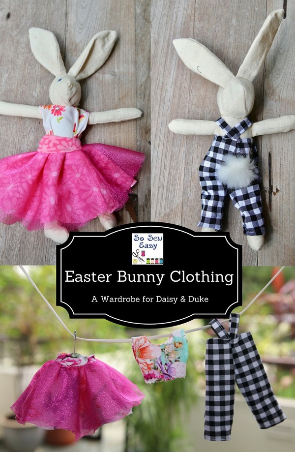 Tutorial and pattern: A pair of bunny softies with wardrobes