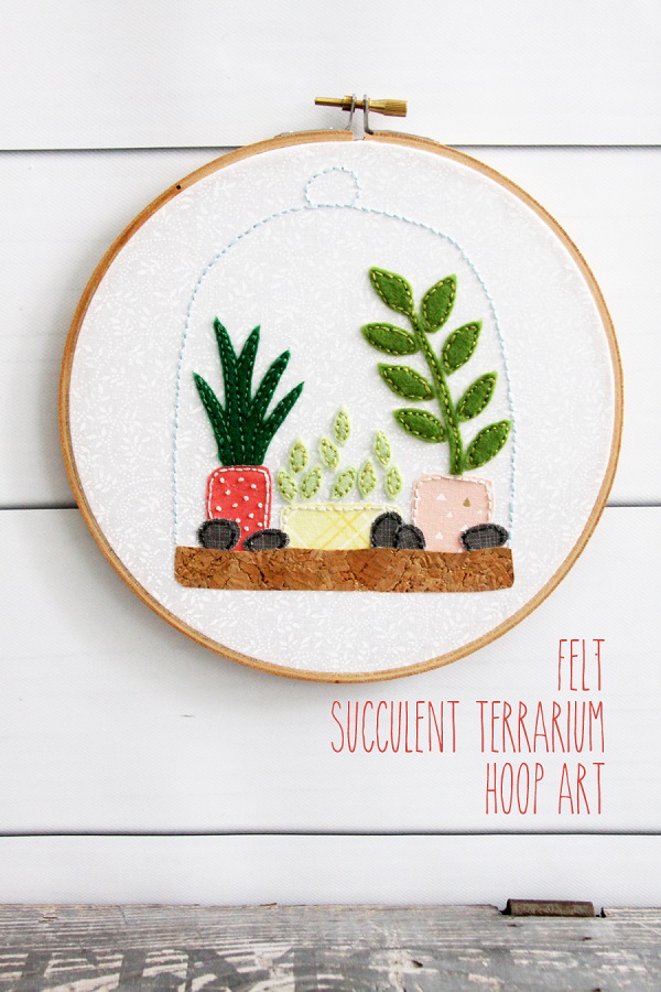 Pattern and tutorial: Succulent embroidery hoop art