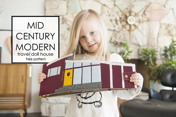 Tutorial and pattern: Mid century felt dollhouse