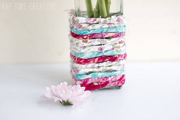 Tutorial: Scrapbusting fabric wrapped vase