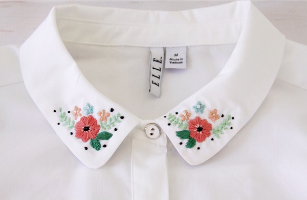 Tutorial: Floral embroidered shirt collar