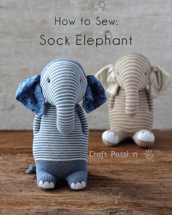 Tutorial and pattern: Sock elephant softie