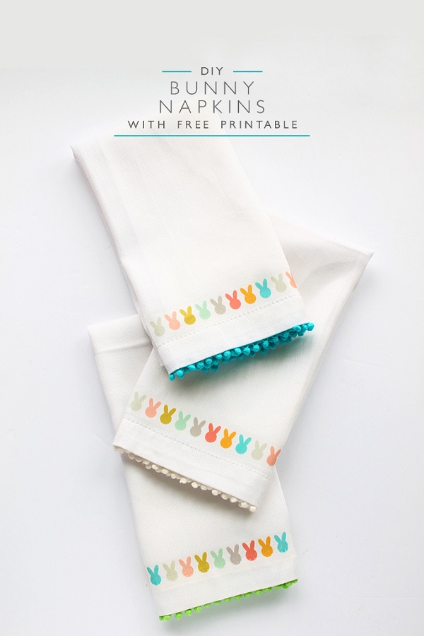 Tutorial and printable: Easter bunny fabric napkins