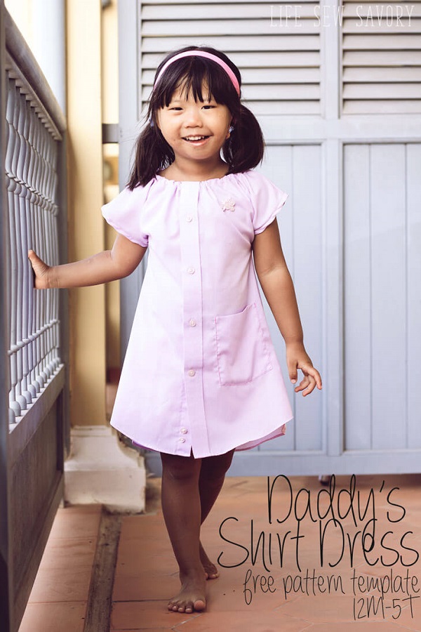 Tutorial and pattern: Little girl's dress from daddy's shirt