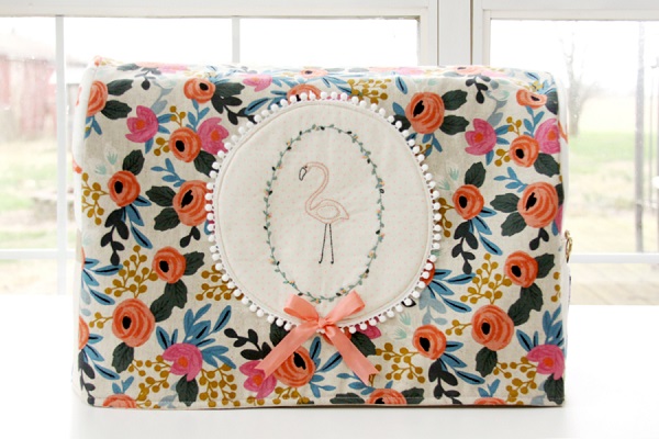 Tutorial and pattern: Stitched flamingo sewing machine cover