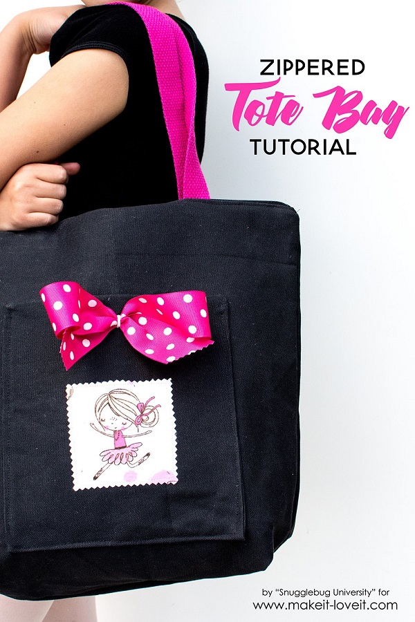 Tutorial: Zippered tote bag for kids