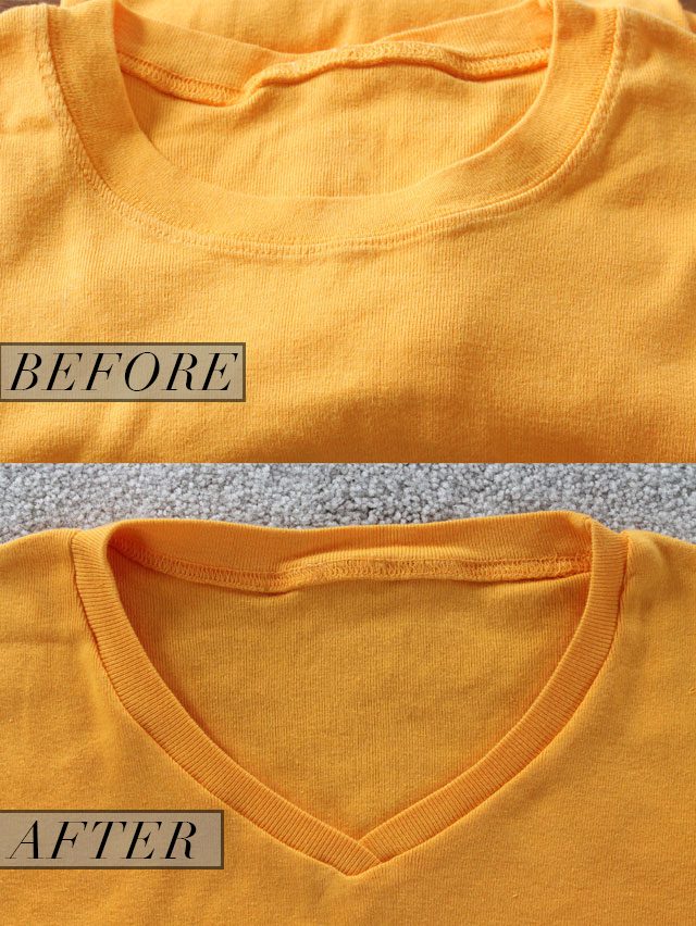 Tutorial: Convert a crew neck t-shirt to a v-neck 