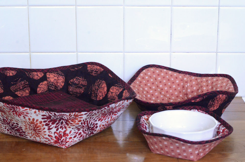 Microwave hot bowl holders in Kyoto fabric by Amy Barickman