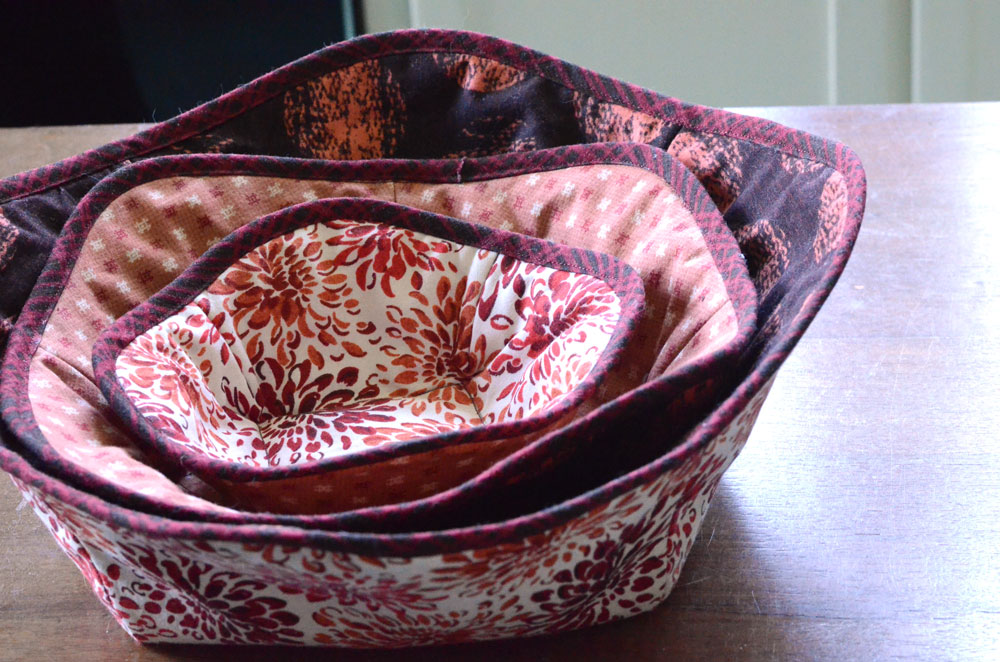 Microwave hot bowl holders in Kyoto fabric by Amy Barickman