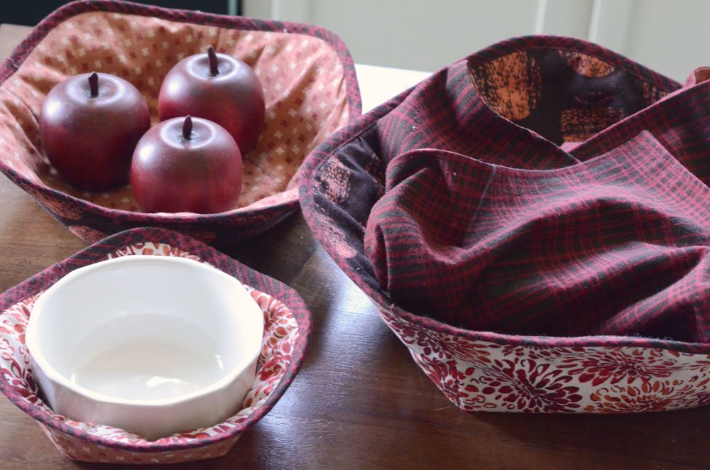 Microwave hot bowl holders in Kyoto fabric by Amy Barickman