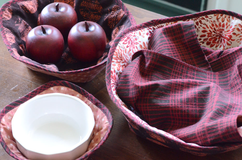 Microwave hot bowl holders in Kyoto fabric by Amy Barickman