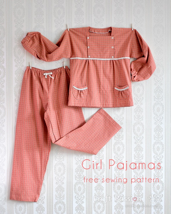 Tutorial and pattern: Girls pajamas with button flap bodice