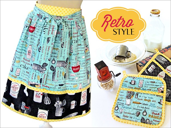 Tutorial: Retro style half apron and hot pads