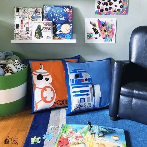 Tutorial and pattern: Applique Star Wars BB8 and R2D2 pillows