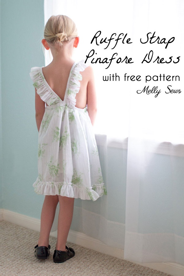 Tutorial and pattern: Girls ruffle back pinafore dress