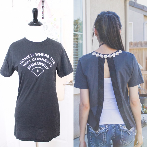 Tutorial: Trendy split back t-shirt refashion