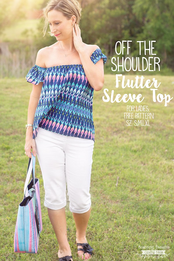 Tutorial and pattern: Off the shoulder flutter sleeve top