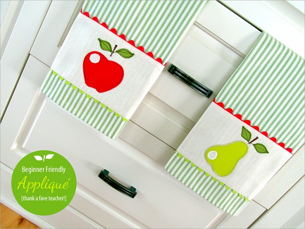 Tutorial: Apple and pear applique kitchen towels