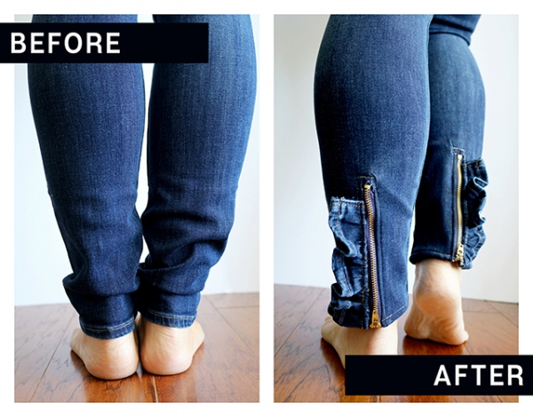 Tutorial: Ruffle zipper ankle jeans