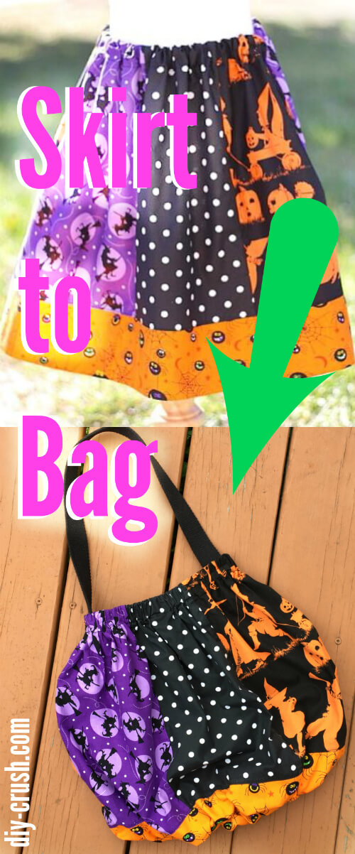 Tutorial: Trick or treat bag made from a skirt