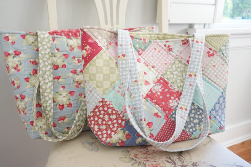 Quilted patchwork tote bag sale