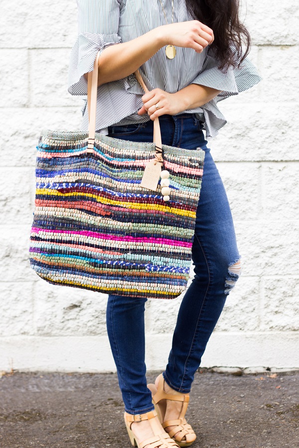 Tutorial: Rag rug tote with leather handles