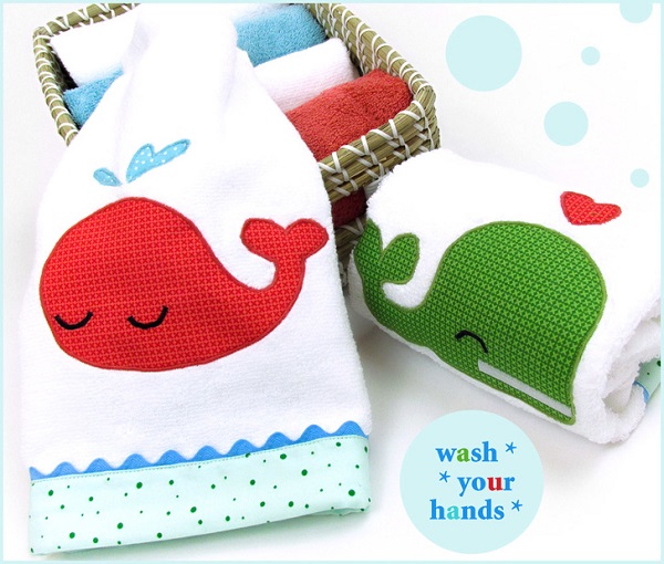 Tutorial and pattern: Whale applique hand towels