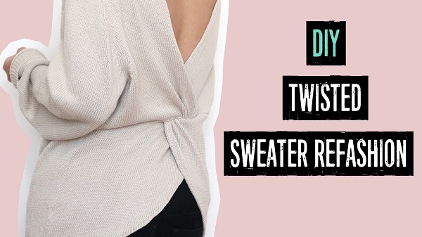 Video tutorial: Twist back sweater refashion