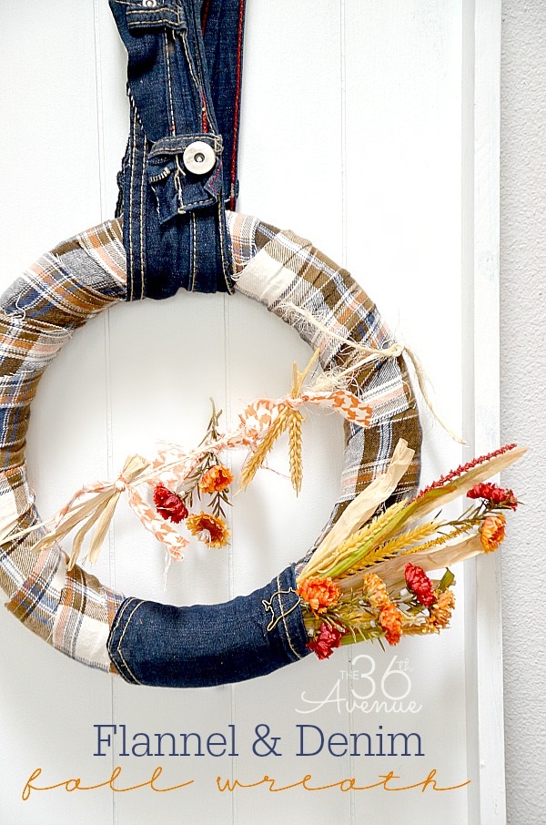 Tutorial: Flannel and recycled denim wreath