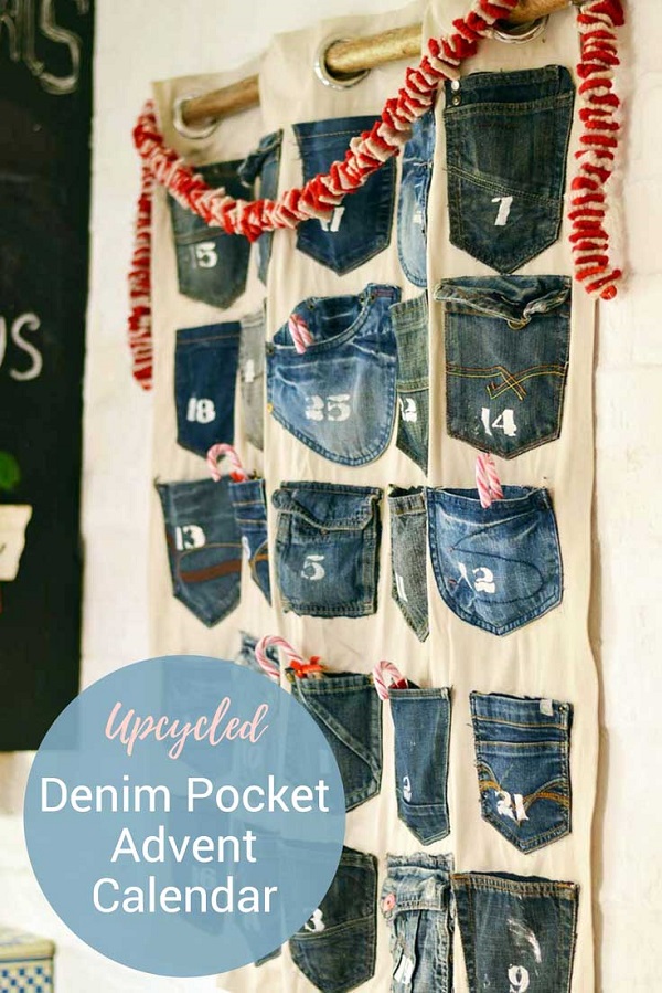 Tutorial: Recycled jeans pocket Advent calendar