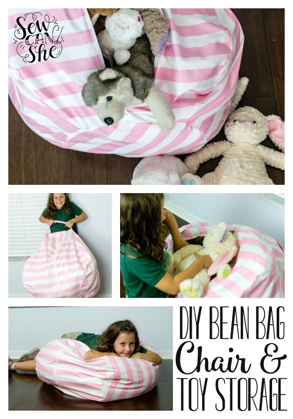 Tutorial: Bean bag chair with stuffed animal storage