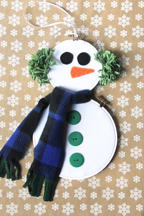 Tutorial: Snowman embroidery hoop art