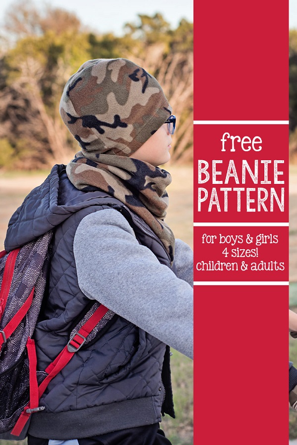 Tutorial and pattern: Fleece beanie hat in 4 sizes