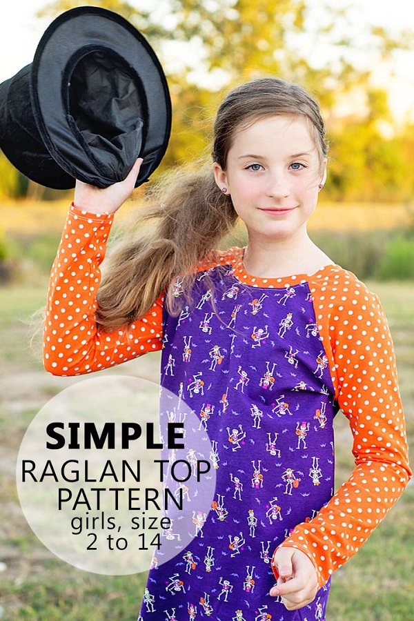 Tutorial and pattern: Girls raglan shirt #sewing