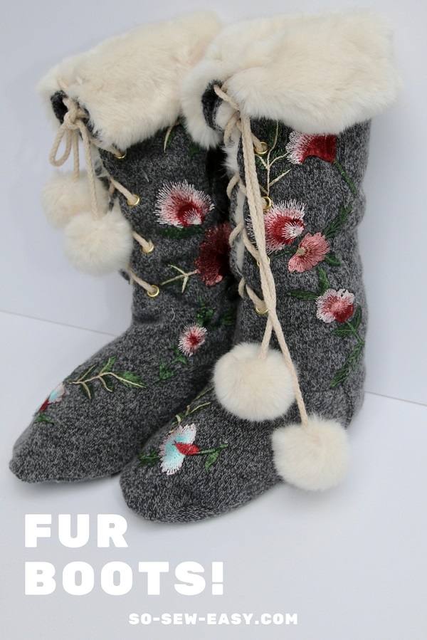 Tutorial and pattern: Fur lined slipper boots