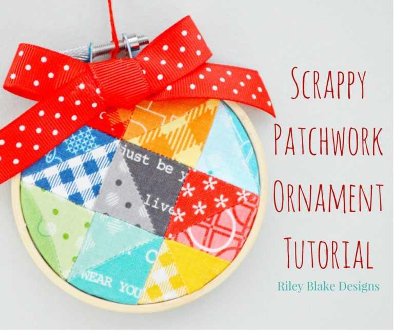 Tutorial: Scrappy patchwork mini hoop Christmas ornament