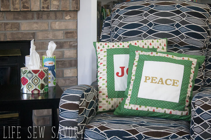 Tutorial: Peace and Joy Christmas pillows