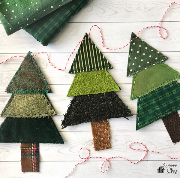 Tutorial: Scrap fabric Christmas tree banner