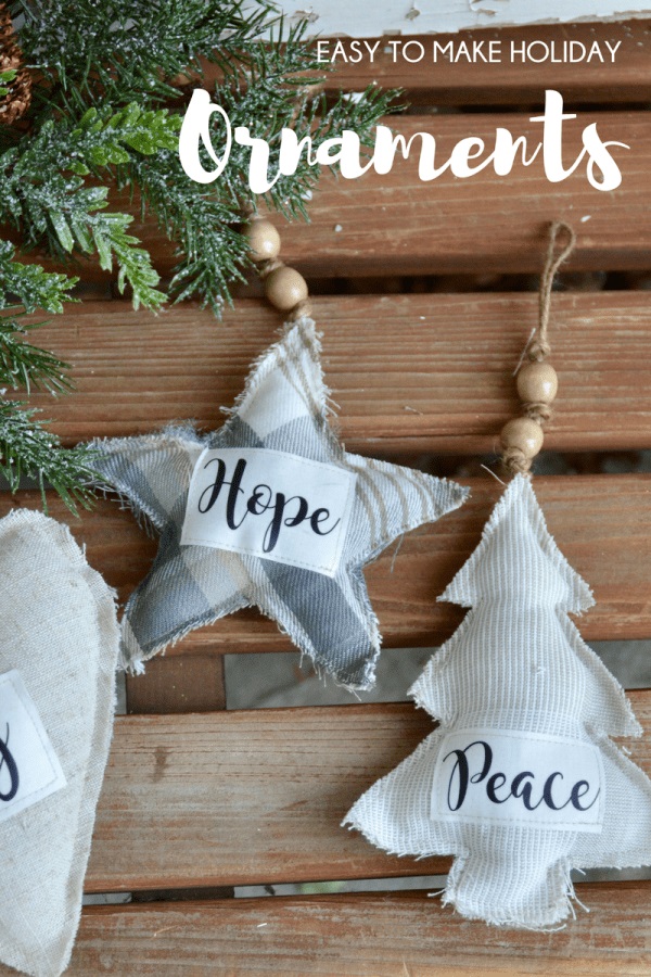 Tutorial: Farmhouse style fabric Christmas ornaments