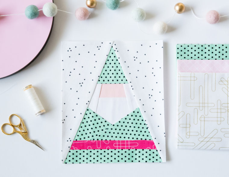 Tutorial and pattern: Paper pieced Santa gnome and Christmas tree blocks