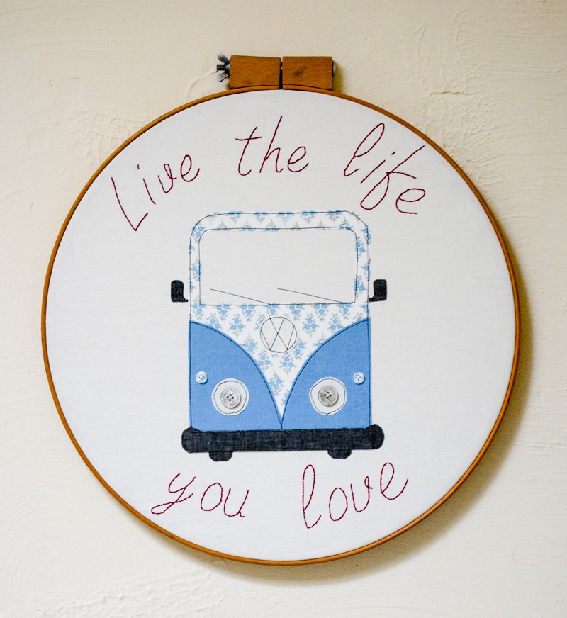 Tutorial and pattern: Camper van hoop art