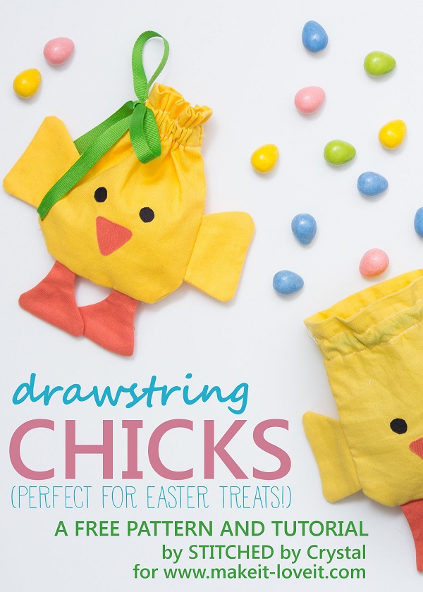 Tutorial and pattern: Easter chick drawstring treat bag