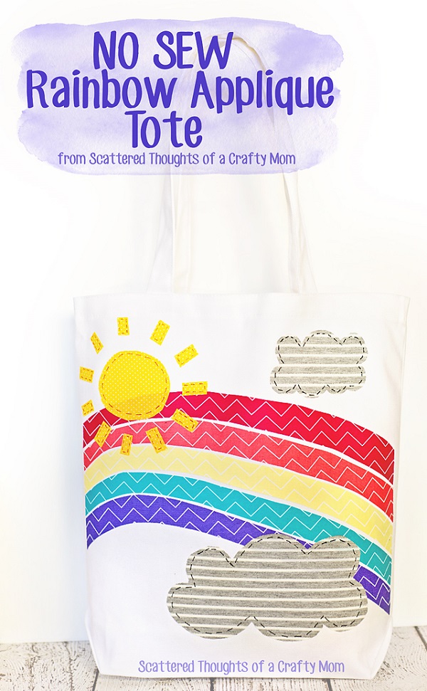 Tutorial and pattern: No-sew rainbow applique tote bag