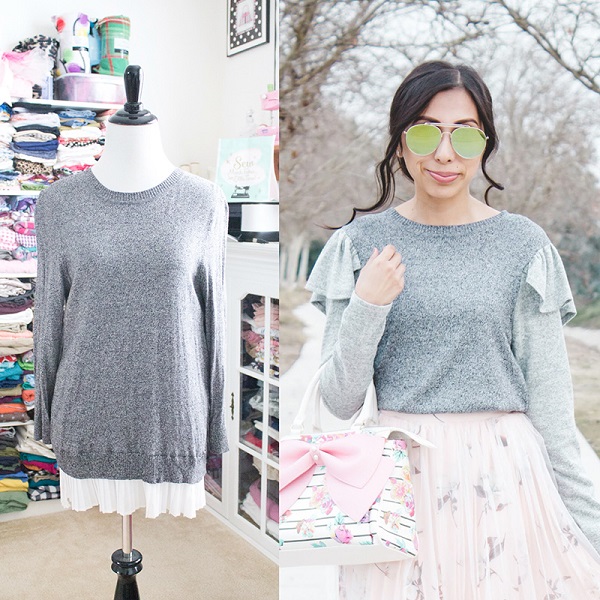 Tutorial: Easy ruffle shoulder sweater 