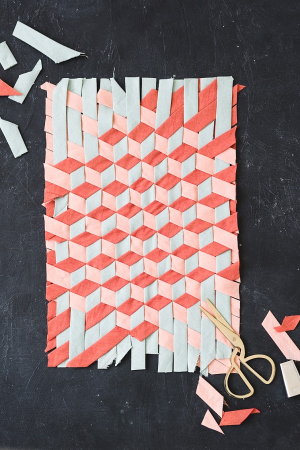 Tutorial: Woven bias tape tumbling block design