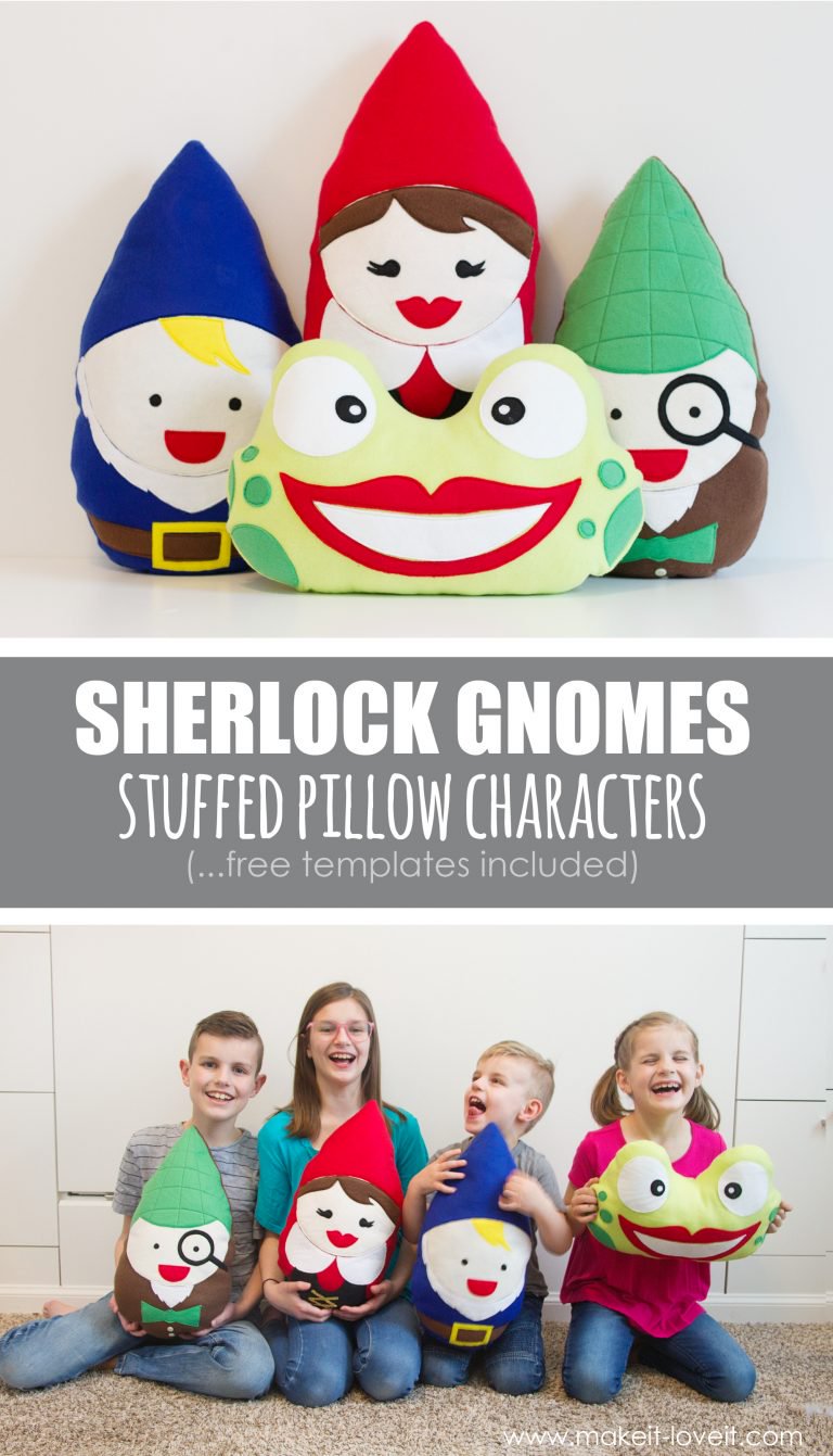 Tutorial and pattern: Sherlock Gnomes stuffed pillows