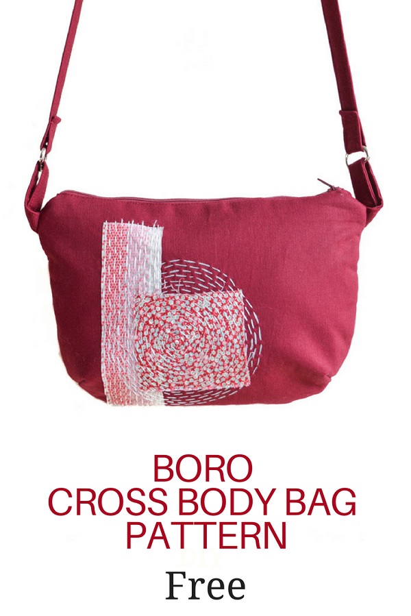 Tutorial and pattern: Boro cross body bag with hand stitched detail