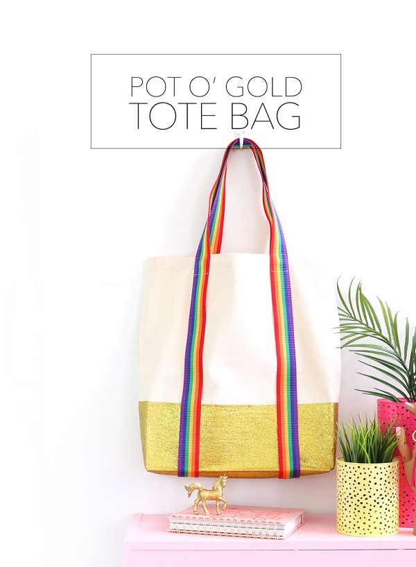 Tutorial: Rainbow and glitter tote bag