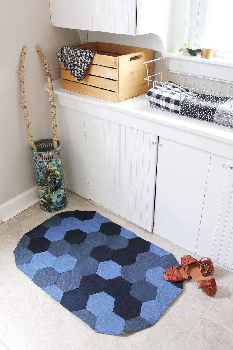 Tutorial: Recycled denim hexie rug