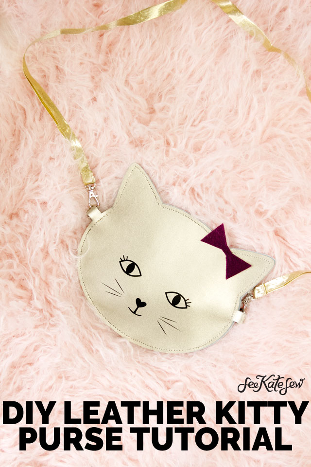 Tutorial and cut files: Gold leather kitty purse